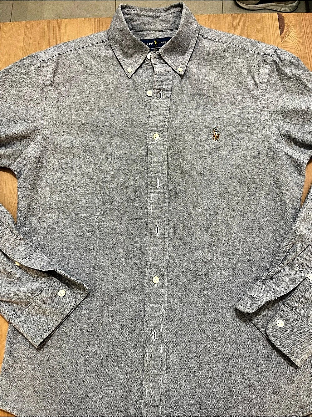 Ralph Lauren Slim Fit Stretch Oxford Shirt Gray Medium